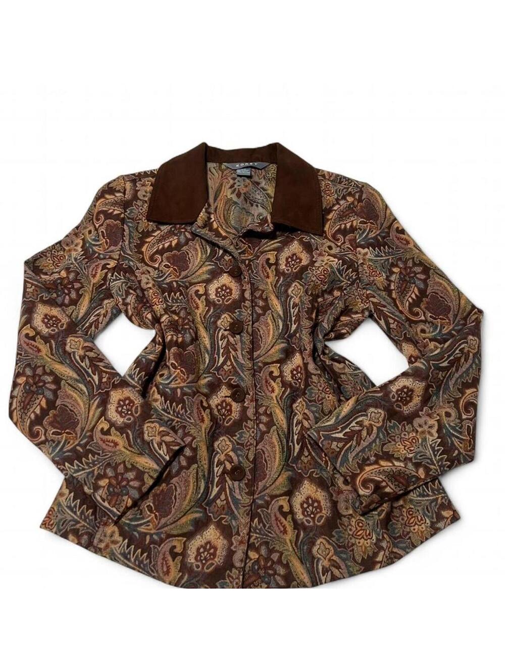 Vintage 90’s Paisley Tapestry Jacket Brown Button Up